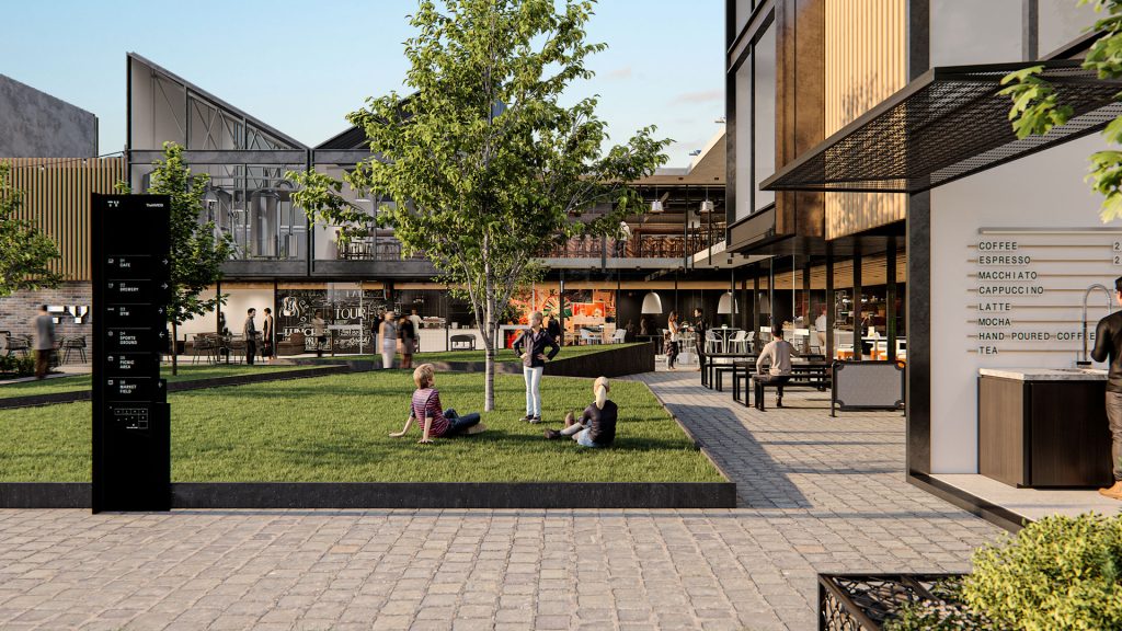 Render of The Yards Estate at Kemps Creek, NSW. Civil engineering by Costin Roe Consulting.