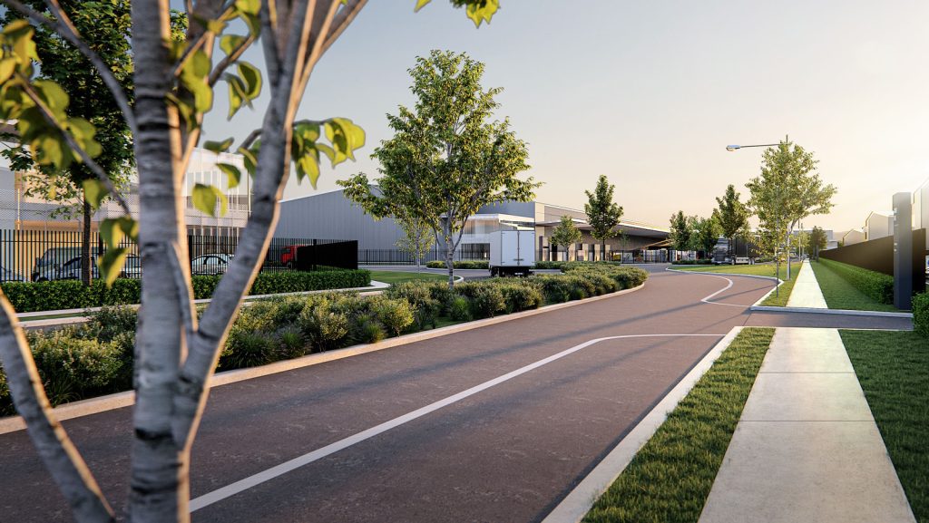 Render of The Yards Estate at Kemps Creek, NSW. Civil engineering by Costin Roe Consulting.