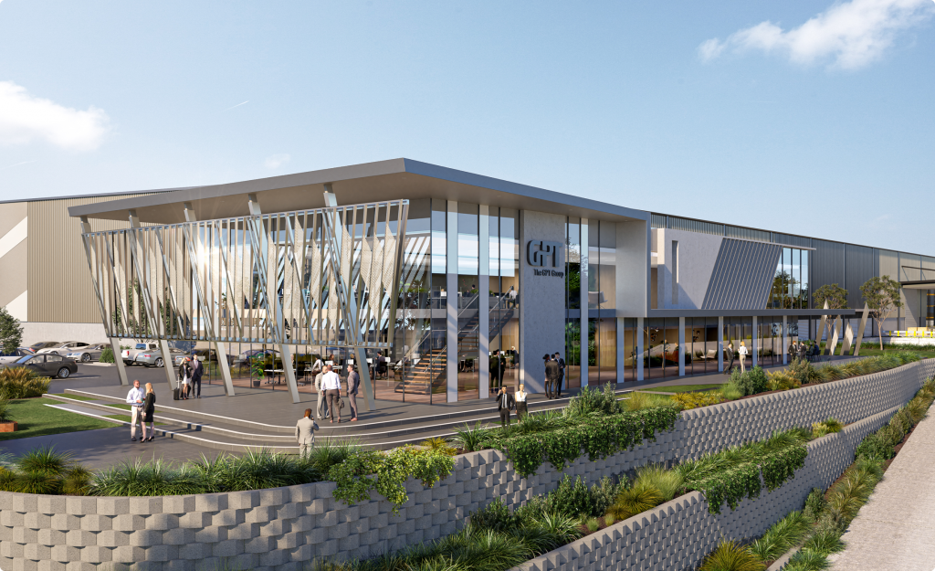 Street view render of Yirbana Estate. Civil engineering by Costin Roe Consulting for GPT Group.