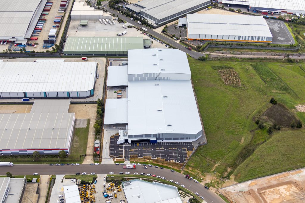 Aerial view of Eastern Creek Business Park. Civil and structural engineering by Costin Roe Consulting.