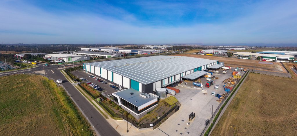 Aerial view of ACR Supply Partners warehouse, Eastern Creek Business Park.Civil and structural engineering by Costin Roe Consulting.