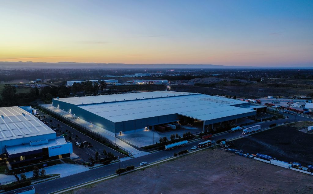 Aerial view of 2 Hanson Place, Eastern Creek Business Park, NSW. Civil and structural engineering by Costin Roe Consulting.